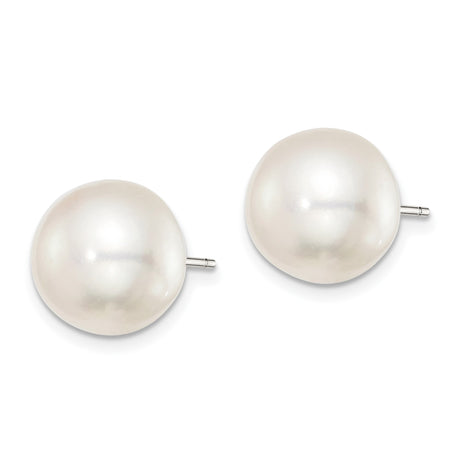 Sterling Silver Pearl Stud Earrings, Round Freshwater White Pearls, Classic Minimalist Design