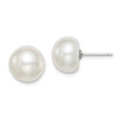 Sterling Silver Pearl Stud Earrings, Round Freshwater White Pearls, Classic Minimalist Design