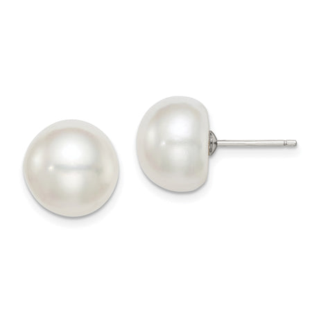 Sterling Silver Pearl Stud Earrings, Round Freshwater White Pearls, Classic Minimalist Design