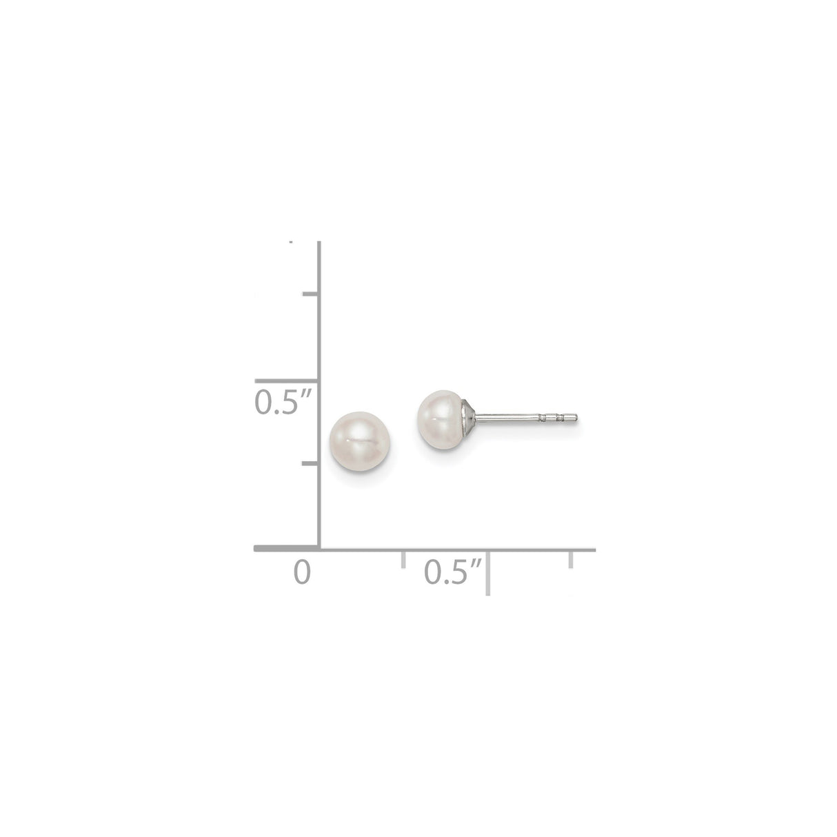 Sterling Silver Pearl Stud Earrings with Round White Freshwater Cultured Pearls, Classic Design