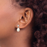 Sterling Silver Drop Earrings with Oval Freshwater Cultured Pearls, Classic Bridal Style