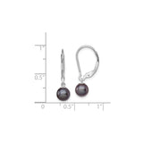 Sterling Silver Dangle Earrings with Black Freshwater Cultured Pearls, Leverback Drop Style
