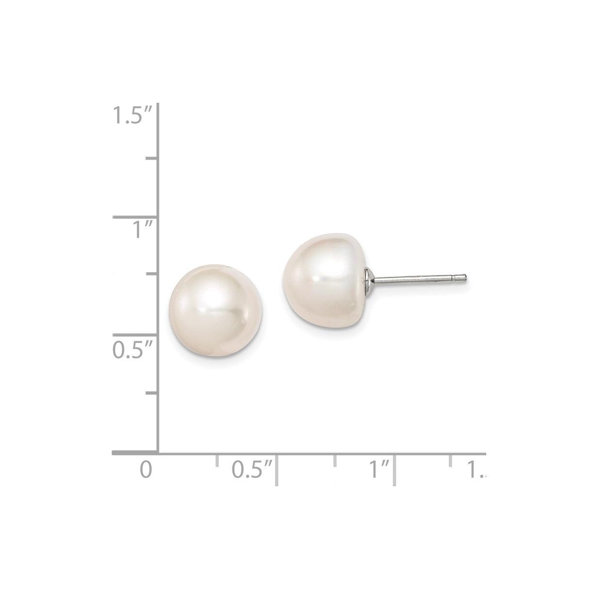 Sterling Silver Pearl Stud Earrings with White Freshwater Cultured Pearls, Classic Design