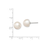 Sterling Silver Pearl Stud Earrings with White Freshwater Cultured Pearls, Classic Design