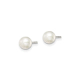 Sterling Silver Pearl Stud Earrings, Classic Round White Button Design for Women