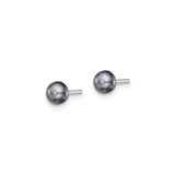 Sterling Silver Black Pearl Stud Earrings Minimalist Button