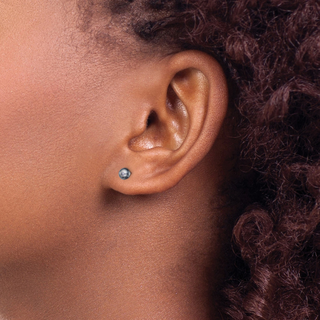 Sterling Silver Black Pearl Stud Earrings Minimalist Button