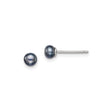 Sterling Silver Stud Earrings with Round Black Cultured Pearls, Minimalist Button Design, Elegant for Women, Everyday or Formal Wear, Classic Modern Style, Sophisticated Natural Pearl Jewelry