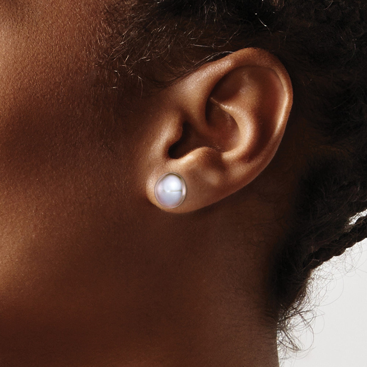 Sterling Silver Stud Earrings with Pink Freshwater Cultured Pearl, Classic Round Button Style