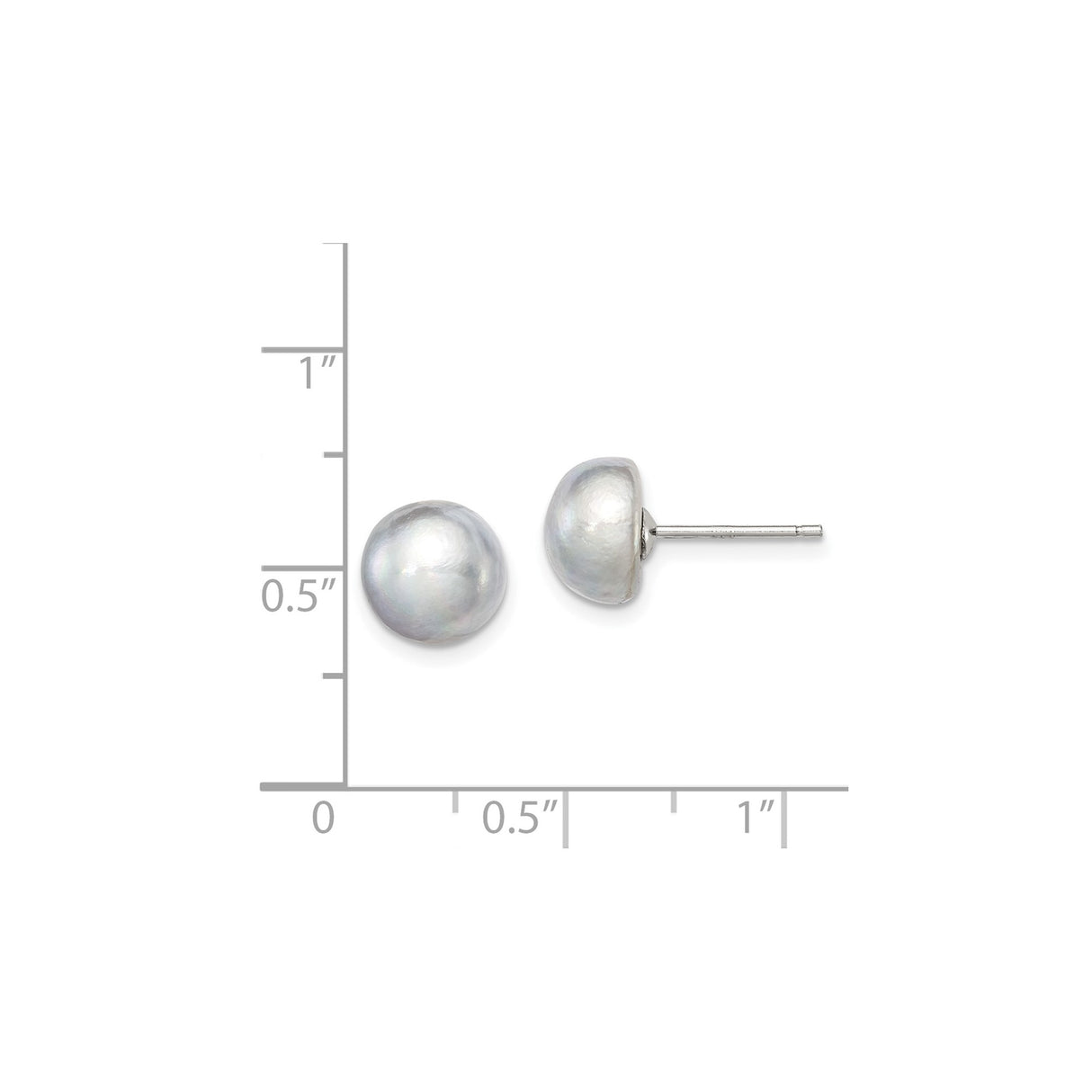 Sterling Silver Pearl Stud Earrings with White Freshwater Button Pearls, Classic Round Design