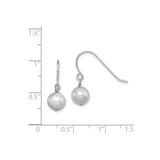Sterling Silver Dangle Earrings with White Freshwater Pearls, Minimalist Hook Design
