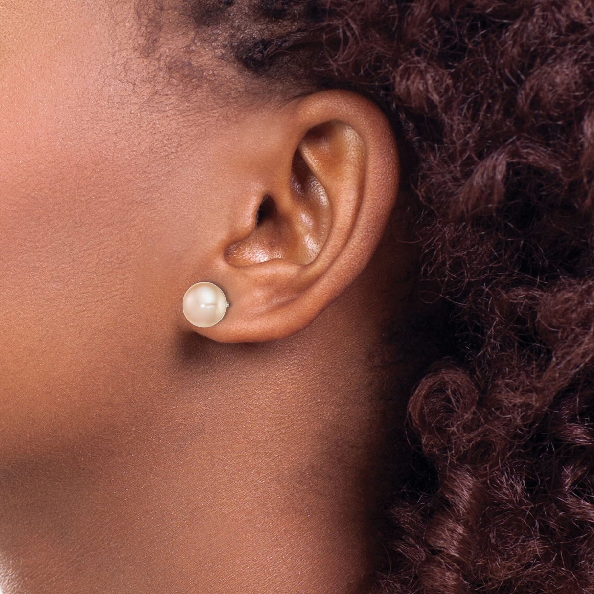 Sterling Silver Pink Freshwater Pearl Button Stud Earrings