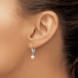 Sterling Silver Drop Earrings with Soft Pink Cultured Freshwater Pearls, Leverback Design