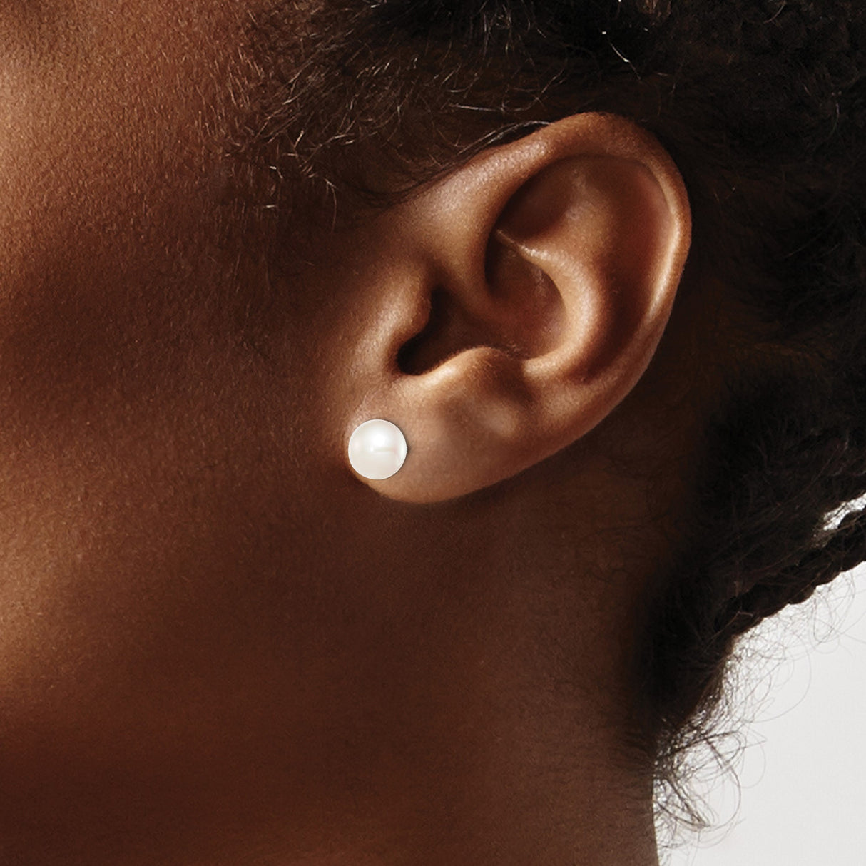 Sterling Silver Pearl Stud Earrings, White Freshwater Cultured Button Design