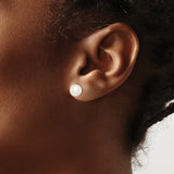 Sterling Silver Pearl Stud Earrings, White Freshwater Cultured Button Design