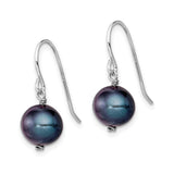 Sterling Silver Dangle Earrings with Black Freshwater Cultured Pearls, Classic Drop Style for Women