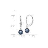 Sterling Silver Drop Earrings with Black Freshwater Pearls, Minimalist Leverback Design