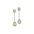 Sterling Silver Dangle Earrings with Lemon Quartz and Diamond in Pear Halo Design
