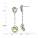 Sterling Silver Heart Drop Earrings with Lemon Quartz and Diamond Halo Design