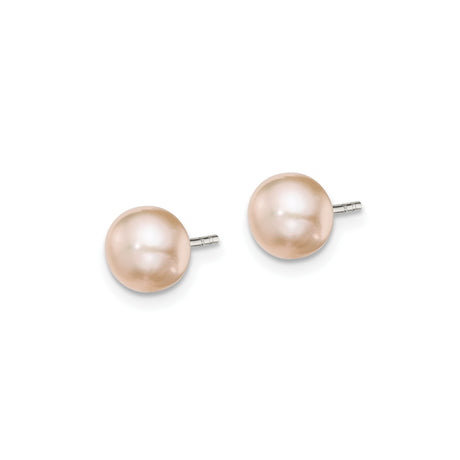 Sterling Silver Light Pink Pearl Button Stud Earrings
