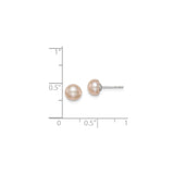 Sterling Silver Stud Earrings with Light Pink Freshwater Cultured Button Pearls, Classic Design