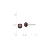 Sterling Silver Button Stud Earrings Freshwater Black Pearl