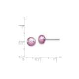 Sterling Silver Pearl Stud Earrings, Round Freshwater Pink Pearls, Minimalist Dainty Style