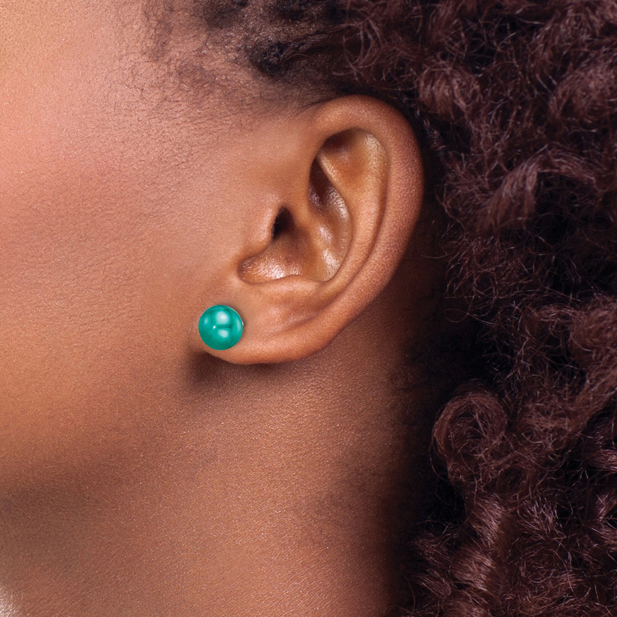 Sterling Silver Stud Earrings with Turquoise Cabochons, Minimalist Boho Style