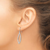 Sterling Silver Dangle Earrings with Diamond and Open Marquise Design