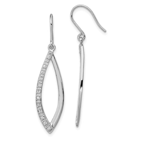 Sterling Silver Dangle Earrings with Diamond and Open Marquise Design