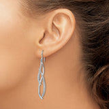 Sterling Silver Dangle Earrings with Diamond Accents, Open Swirl Design and Abstract Curves