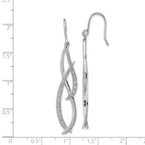 Sterling Silver Dangle Earrings with Diamond Accents, Open Swirl Design and Abstract Curves