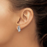 Sterling Silver Dangle Earrings with Black Diamond and Diamond, Leaf or Flame Inspired Design
