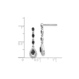 Sterling Silver Dangle Earrings with Black and White Cubic Zirconia Teardrop Design