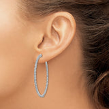 Sterling Silver Hoop Earrings with Pavé Cubic Zirconia, Sleek Hinged Design for Women