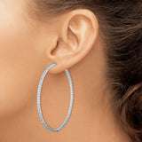 Sterling Silver Hoop Earrings with Pave Cubic Zirconia, Large Round Fashion Style