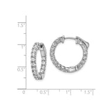 Sterling Silver Hoop Earrings with Round Cut Cubic Zirconia, Full Circle Prong Set Design