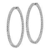 Sterling Silver Hoop Earrings with Cubic Zirconia, Full Circle Hinged Closure, Sparkly Style