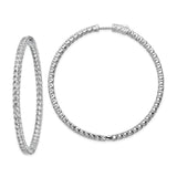 Sterling Silver Hoop Earrings with Cubic Zirconia, Full Circle Hinged Closure, Sparkly Style