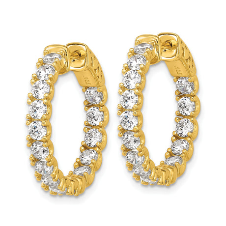 Sterling Silver Hoop Earrings with Cubic Zirconia, Gold Plated, Lightweight Formal Jewelry