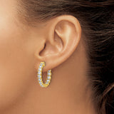 Sterling Silver Hoop Earrings with Cubic Zirconia, Gold Plated, Lightweight Formal Jewelry