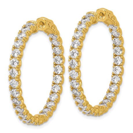 Sterling Silver Hoop Earrings with Round Cut Cubic Zirconia, In-Out Design, Evening Jewelry