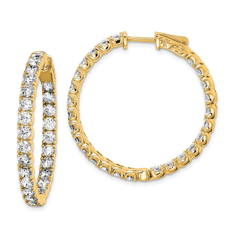Sterling Silver Hoop Earrings with Round Cut Cubic Zirconia, In-Out Design, Evening Jewelry