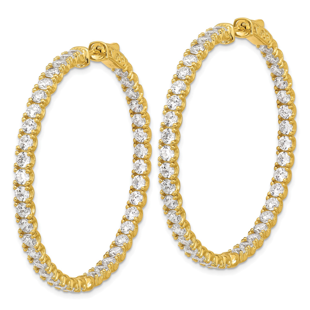 Sterling Silver Hoop Earrings with Cubic Zirconia, Full Eternity In and Out Style for Women