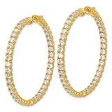 Sterling Silver Hoop Earrings with Cubic Zirconia, Full Eternity In and Out Style for Women