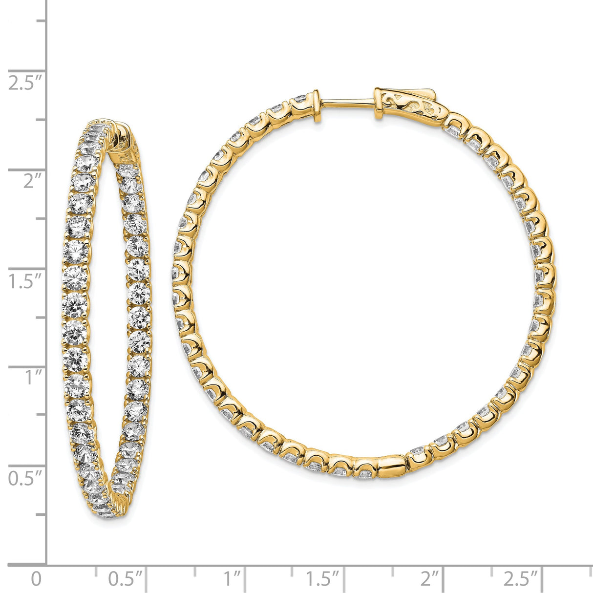 Sterling Silver Hoop Earrings with Cubic Zirconia, Full Eternity In and Out Style for Women