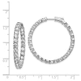 Sterling Silver Hoop Earrings with Round Cut Cubic Zirconia, Full Circle Prong Setting