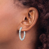 Sterling Silver Hoop Earrings with Inside-Out Cubic Zirconia, Lightweight Sparkling Design for Women