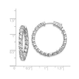 Sterling Silver Hoop Earrings with Inside-Out Cubic Zirconia, Lightweight Sparkling Design for Women