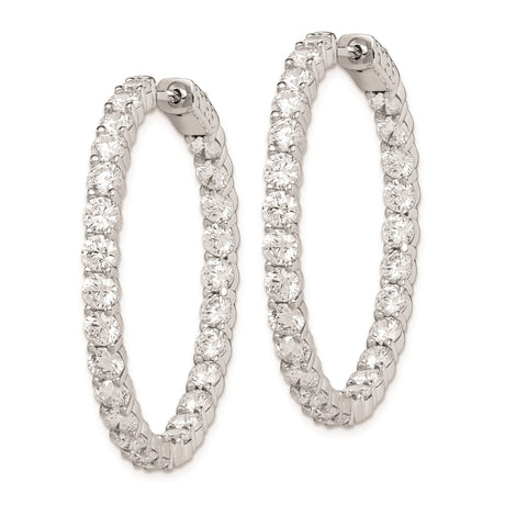 Sterling Silver Hoop Earrings with Cubic Zirconia, Inside Out Design, Polished Finish for Women